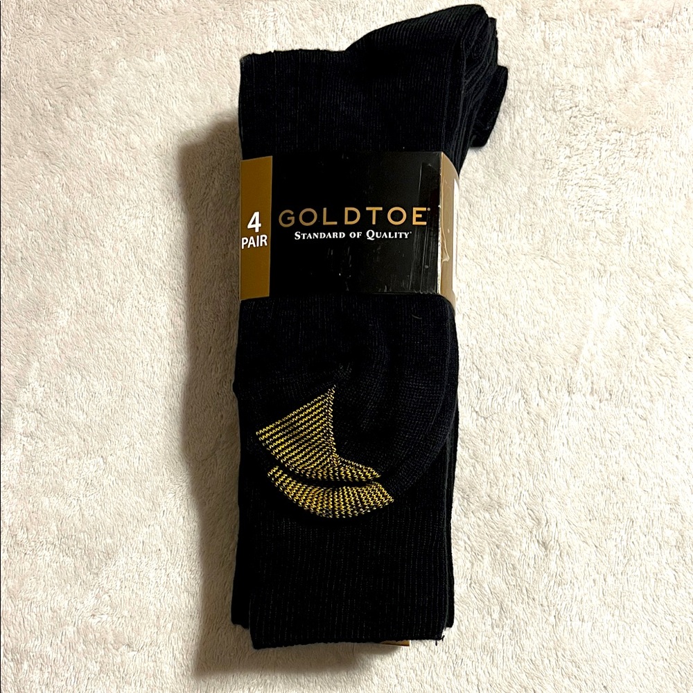 Gold Toe Men's Black and Gold Casual Socks. Sizes L 6-12